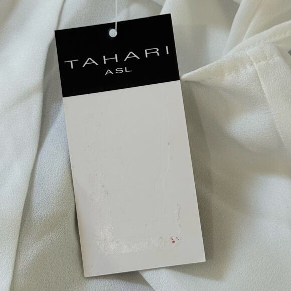TAHARI ASL CAP SLEEVE PLEAT FRONT CAREER BLOUSE IN IVORY NWT WOMEN'S SIZE LARGE - Picture 11 of 16